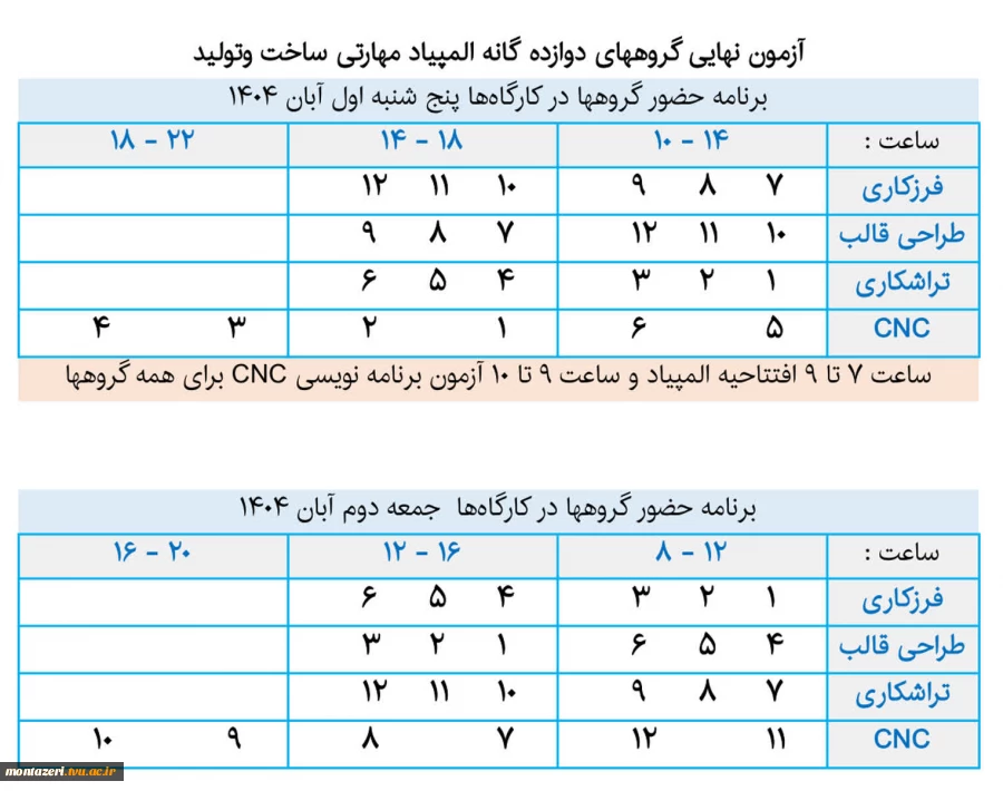 اعلام جزئیات مرحله نهایی مسابقات ساخت و تولید سومین المپیاد مهارتی دانشجویان سراسر کشور 3