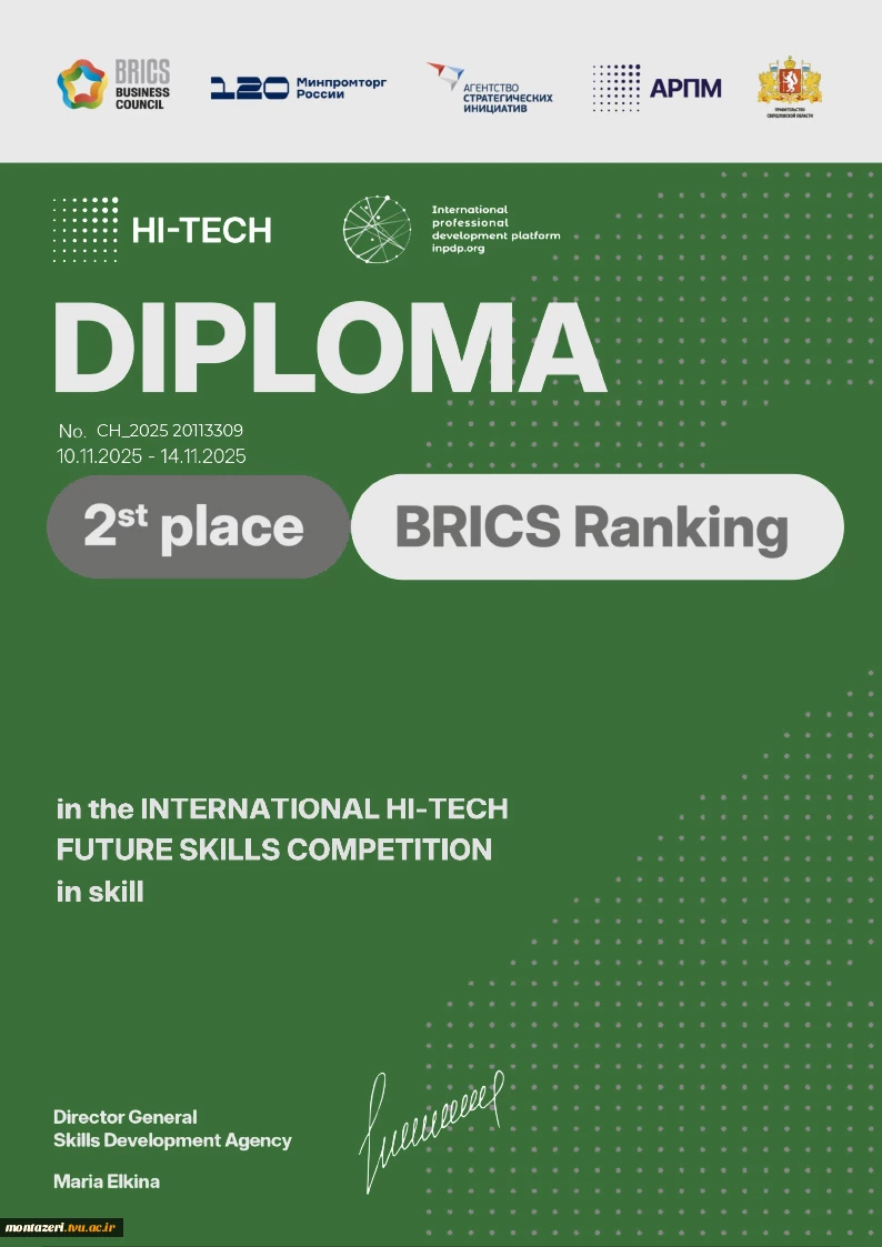 موفقیت تیم‌های دانشگاه ملی مهارت خراسان‌رضوی در مسابقات بریکس ۲۰۲۵ روسیه 2